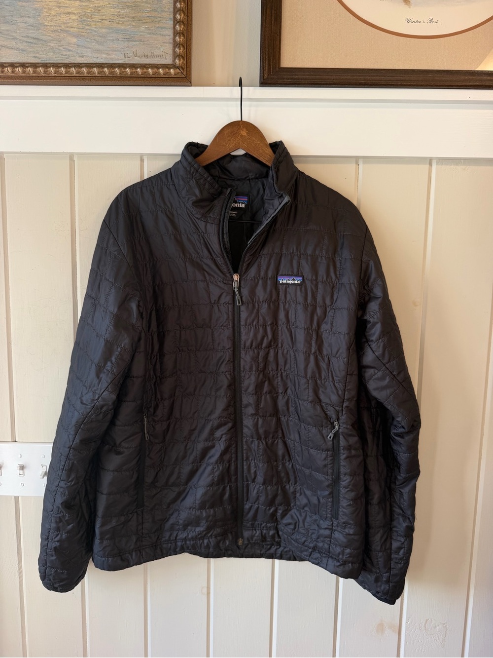 Patagonia Men's Black Down Quilted Puffer Jacket, Size Large